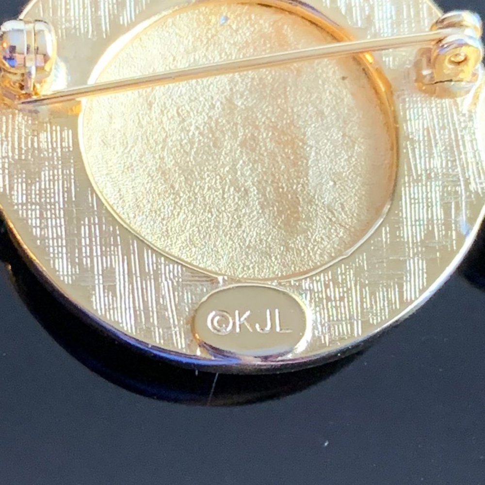 Vtg Kenneth Jay Lane Cameo Roman Coin Brooch - image 3